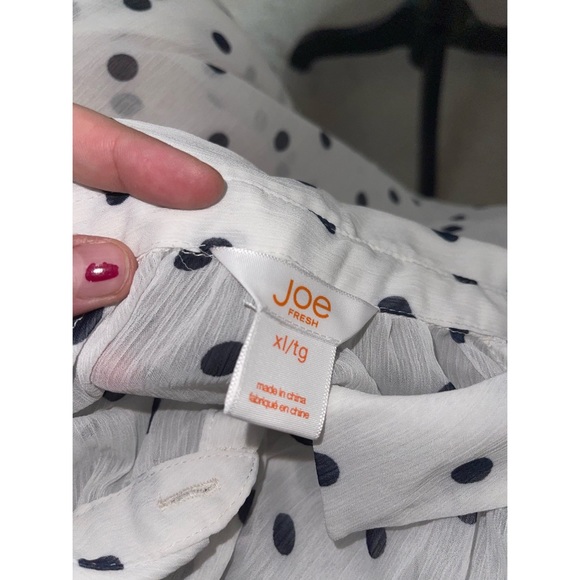 Women’s White Polka Dot Pattern Joe Fresh Sheer Blouse 🖤 - Picture 17 of 17
